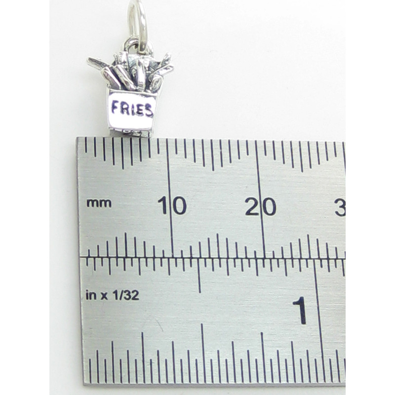 French Fries Sterling Silver Charm, Fun Fast Food Gift